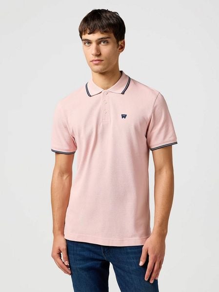 MESKA KOSZULKA WRANGLER POLO SHIRT SILVER PINK 112362688. Różowe koszulki polo męskie Wrangler, l, bez wzorów, bez ramiączek. Za 109.99 zł.