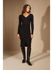 Perfect Cashmere Kaszmirowa sukienka "Maria" w kolorze czarnym rozmiar: L. Czarne sukienki damskie Perfect Cashmere, l, bez wzorów, z kaszmiru, bez kołnierzyka, bez ramiączek, midi. Za 695.99 zł.