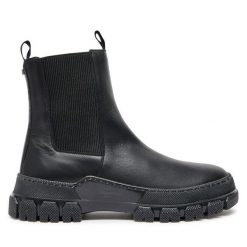 Sztyblety Weekend Max Mara. Czarne botki damskie Weekend Max Mara, bez obcasa, na płaskiej podeszwie, bez zapięcia. Za 1,239.00 zł.