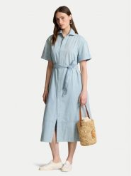 Polo Ralph Lauren Sukienka koszulowa 211935155001 Błękitny Regular Fit. Niebieskie sukienki damskie Polo Ralph Lauren, bez wzorów, z bawełny, bez kołnierzyka, bez ramiączek, koszulowe. Za 649.99 zł.