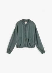 Kurtka bomberka oversize z miękkiej mieszanki wiskozy. Zielone kurtki damskie bonprix, bez wzorów, z wiskozy, bez kaptura. Za 147.99 zł.