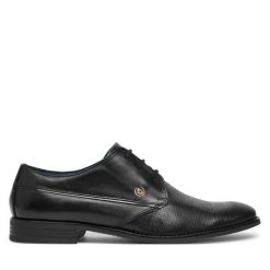 Półbuty Bugatti. Czarne buty wizytowe męskie Bugatti, bez zapięcia. Za 219.99 zł.