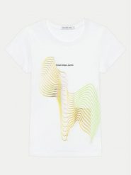 Calvin Klein Jeans T-Shirt Meta Min Graphic IG0IG02427 Biały Slim Fit. Białe koszulki dziewczęce Calvin Klein Jeans, bez wzorów, z bawełny, bez ramiączek. Za 169.99 zł.