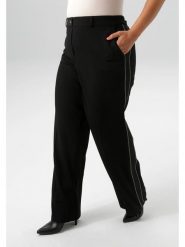 Aniston Spodnie w kolorze czarnym rozmiar: 50. Czarne spodnie materiałowe damskie Aniston, bez wzorów, z materiału, z podwyższonym stanem. Za 82.83 zł.