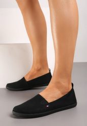 Czarne Klasyczne Wsuwane Tenisówki na Płaskiej Podeszwie Glariella. Czarne trampki i tenisówki damskie Born2be, bez wzorów, z jeansu. Za 44.99 zł.