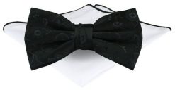 Mucha Męska z Poszetką - Chattier - Czarna z Fakturą Materiału. Czarne krawaty i muchy męskie Chattier, bez wzorów, eleganckie. Za 65.00 zł.