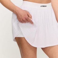 Spódnico-spodenki damskie fitness plisowane białe Varsity. Białe spodenki sportowe damskie GYMBEAM, xl, z bawełny, na fitness i siłownię. Za 113.90 zł.