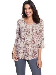 WITT WEIDEN Bluzka w kolorze brązowo-beżowo-białym rozmiar: 46. Brązowe bluzki damskie WITT WEIDEN, bez wzorów, z wiskozy, bez kołnierzyka, bez ramiączek. Za 65.45 zł.