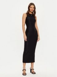 Guess Sukienka dzianinowa W4YK0J KCDE0 Czarny Slim Fit. Czarne sukienki damskie Guess, xl, z aplikacjami, z dzianiny, bez kołnierzyka, bez ramiączek. Za 339.99 zł.
