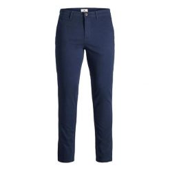 Spodnie Jack & Jones Chino navy. Niebieskie spodnie materiałowe męskie Jack&Jones, bez wzorów, sportowe. Za 167.15 zł.