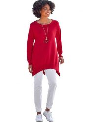 Heine Sweter w kolorze czerwonym rozmiar: 40. Czerwone swetry klasyczne damskie Heine, z bawełny, z asymetrycznym kołnierzem. Za 82.83 zł.