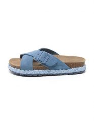 Billowy Skórzane klapki w kolorze błękitnym rozmiar: 38. Niebieskie klapki damskie Billowy, bez wzorów, bez obcasa. Za 195.99 zł.