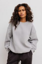 Bluza damska o kroju regular fit w kolorze GREY - OZZY-UNI. Szare bluzy bez kaptura damskie Marsala, uniwersalny, z bawełny. Za 329.90 zł.