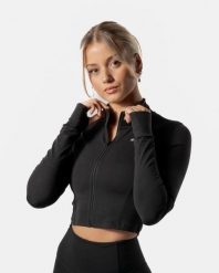 Damska krótka bluza rozpinana LuxForm na fitness i pilates – czarny. Czarne bluzy sportowe damskie AESTHETIC WOLF, s, bez wzorów, z materiału, bez ramiączek, długie, bez kaptura. Za 239.99 zł.