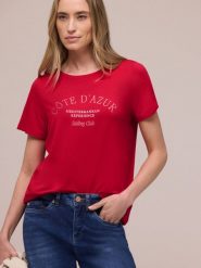 Street One Koszulka Kobiety wiskoza czerwony, 38. Czerwone t-shirty damskie Street One, bez wzorów, z wiskozy, bez kołnierzyka. Za 89.95 zł.