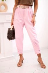 Spodnie Summer Punto z zapięciem na nogawkach cukierkowy róż. Czerwone spodnie materiałowe damskie KESI, bez wzorów, z bawełny, eleganckie, plus size. Za 204.91 zł.