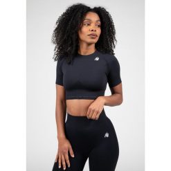Whitney Bezszwowe Crop Top - Czarny. Czarne topy sportowe damskie GORILLA WEAR, bez wzorów, bez ramiączek. Za 193.00 zł.