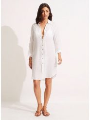 Seafolly Sukienka w kolorze białym rozmiar: XS/S. Białe sukienki damskie Seafolly, s, bez wzorów, z bawełny, bez kołnierzyka, bez ramiączek, midi. Za 135.81 zł.