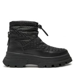 Botki BOSS. Czarne botki damskie Boss, bez obcasa, na płaskiej podeszwie, bez zapięcia. Za 559.99 zł.