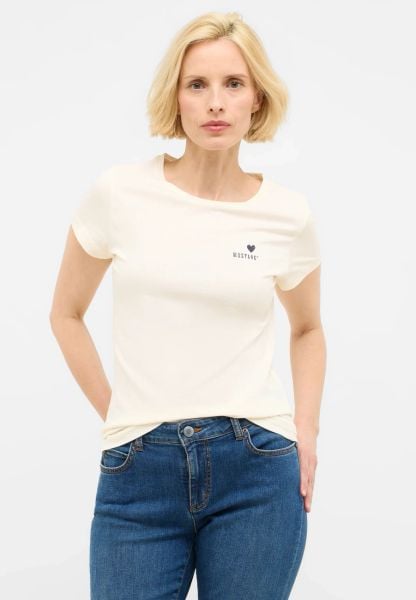 Damski T-Shirt Mustang Style Loa Whisper White 1016509 2013. Białe t-shirty damskie Mustang, m, bez wzorów, bez kołnierzyka. Za 99.99 zł.