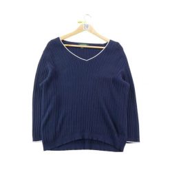 Sweter damski prążkowany Lauren Ralph Lauren granatowy. Niebieskie swetry klasyczne damskie Ralph Lauren, s, z dresówki, bez kołnierzyka. Za 113.64 zł.