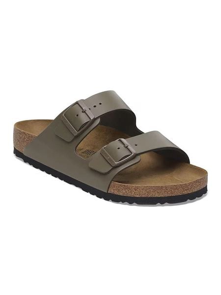 Birkenstock Skórzane klapki "Arizona" w kolorze brązowym rozmiar: 41. Brązowe klapki damskie Birkenstock, bez wzorów, z nubiku, bez obcasa. Za 364.56 zł.