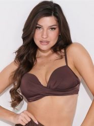Góra od bikini z fiszbinami - brązowy. Brązowe bikini damskie Sinsay, bez wzorów. Za 29.99 zł.