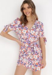 Jasnofioletowa Sukienka Ciliore. Fioletowe sukienki damskie Born2be, na lato, l, bez wzorów, eleganckie, bez kołnierzyka, bez ramiączek, mini, kopertowe. W wyprzedaży za 143.99 zł.