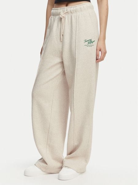Tommy Hilfiger Spodnie dresowe Logo Exaggerated Seam WW0WW50783 Kremowy Relaxed Fit. Białe spodnie dresowe damskie Tommy Hilfiger, s, bez wzorów, z bawełny. Za 525.99 zł.
