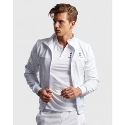 Bluza na zamek męska Performance. Białe bluzy bez kaptura męskie NORDICDOTS, l, z bawełny. Za 405.00 zł.