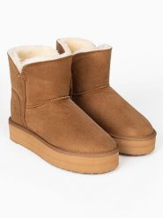 Blackfield Botki zimowe "Bellevue" w kolorze jasnobrązowym rozmiar: 36. Brązowe botki damskie Blackfield, na zimę, z materiału, z okrągłym noskiem, bez obcasa, na platformie, bez zapięcia. Za 143.90 zł.