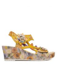 Laura Vita Sandały Facdiao 42 Żółty. Żółte sandały damskie Laura Vita, bez wzorów, ze skóry, bez obcasa, na koturnie. Za 449.99 zł.