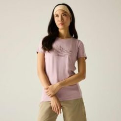 Damska koszulka z krótkim rękawem i grafiką Fingal Stretch. Niebieskie t-shirty damskie Regatta, m, bez wzorów, z elastanu, bez kołnierzyka. Za 81.65 zł.