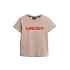 Damska dopasowana koszulka Superdry Sportswear Logo. Brązowe topy sportowe damskie Superdry., l, bez wzorów, bez ramiączek. Za 123.50 zł.