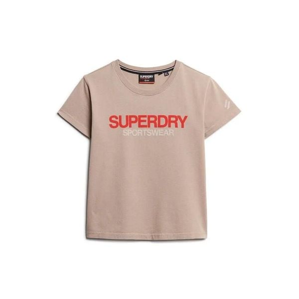 Damska dopasowana koszulka Superdry Sportswear Logo. Brązowe bluzki sportowe damskie Superdry., l, z bawełny, bez kołnierzyka, bez ramiączek. Za 130.25 zł.