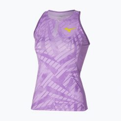 Koszulka tenisowa damska Mizuno Mugen Printed Tank. Fioletowe topy sportowe damskie Mizuno, xs, bez wzorów, z elastanu, bez ramiączek. Za 83.99 zł.