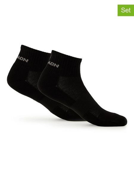SALOMON Skarpety funkcyjne (2 pary) "Evasion Ankle" w kolorze czarnym rozmiar: 42-44. Czarne skarpetki męskie Salomon, bez wzorów, prążkowane. Za 28.45 zł.