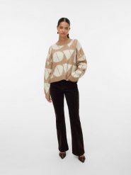 Vero Moda Sweter w kolorze beżowym rozmiar: XL. Brązowe swetry klasyczne damskie Vero Moda, xl, z wełny, bez kołnierzyka. Za 109.26 zł.