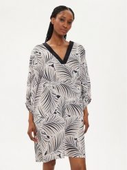 Selmark Sukienka letnia BK795 Beżowy Regular Fit. Brązowe sukienki damskie SELMARK, na lato, bez wzorów, z bawełny, bez kołnierzyka, bez ramiączek. Za 159.99 zł.