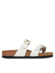 Birkenstock Japonki Mayari Flowe Embellishment 1032060 Biały. Białe klapki damskie Birkenstock, bez wzorów, ze skóry, bez obcasa. Za 629.99 zł.