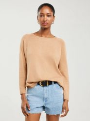 Sweter damski z wiskozy brązowy Airin 802. Brązowe swetry klasyczne damskie Big Star, l, ze skóry, bez kołnierzyka. W wyprzedaży za 129.99 zł.