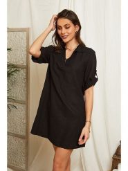 Lin Passion Lniana sukienka w kolorze czarnym rozmiar: 36/38. Czarne sukienki damskie Lin Passion, na co dzień, bez wzorów, ze lnu, klasyczne, bez kołnierzyka, bez ramiączek, mini, proste. Za 153.34 zł.