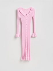 Sukienka z wiskozy - różowy. Czerwone sukienki damskie Reserved, l, bez wzorów, z wiskozy, bez kołnierzyka, bez ramiączek, dopasowane. Za 199.99 zł.