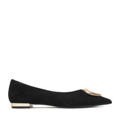 Baleriny Eva Minge. Czarne baleriny damskie Eva Minge, bez wzorów, bez obcasa. Za 319.99 zł.