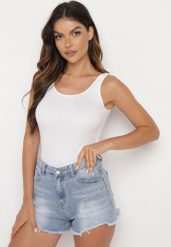 Biały Top Bawełniany Umefir. Białe topy damskie Born2be, xl, bez wzorów, z bawełny, bez kołnierzyka. Za 19.99 zł.