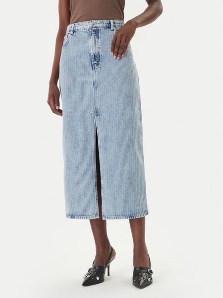 HUGO Spódnica jeansowa Gatje_4 50568239 Błękitny Regular Fit. Niebieskie spódniczki damskie Hugo, l, bez wzorów, z bawełny. Za 507.99 zł.