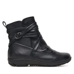 Botki Josef Seibel. Czarne botki damskie Josef Seibel, bez obcasa, na płaskiej podeszwie, bez zapięcia. Za 419.99 zł.