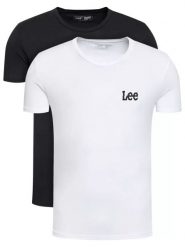 LEE TWIN PACK GRAPHIC DWUPAK MĘSKI T-SHIRT KOSZUKA LOGO BLACK WHITE L65RAIKW 112140524. Białe t-shirty męskie Lee, l, bez wzorów, bez kołnierzyka. Za 99.99 zł.