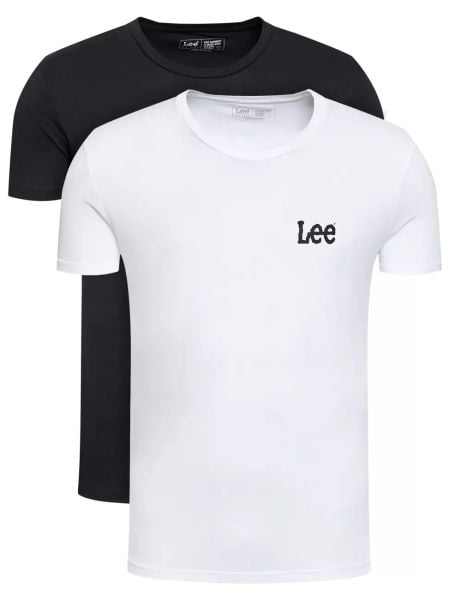 LEE TWIN PACK GRAPHIC DWUPAK MĘSKI T-SHIRT KOSZUKA LOGO BLACK WHITE L65RAIKW 112140524. Białe t-shirty męskie Lee, l, bez wzorów, bez kołnierzyka. Za 99.99 zł.