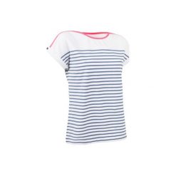 Koszulka żeglarska krótki rękaw SAILING 100 damska. Białe t-shirty damskie TRIBORD, s, bez wzorów, z bawełny, bez kołnierzyka. W wyprzedaży za 39.99 zł.